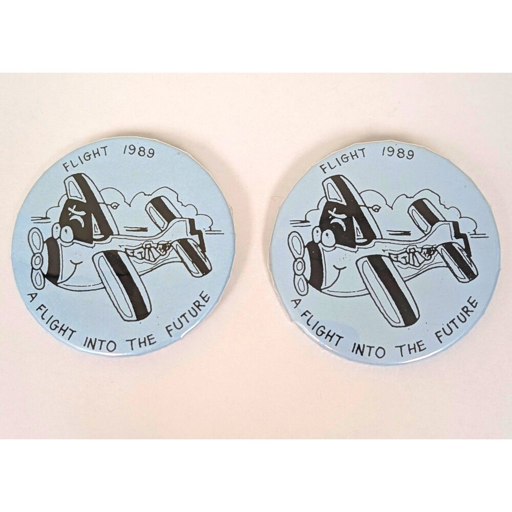 Flight 1989 A Flight Into The Future Airplane Graphic Pinback Buttons Lot 2